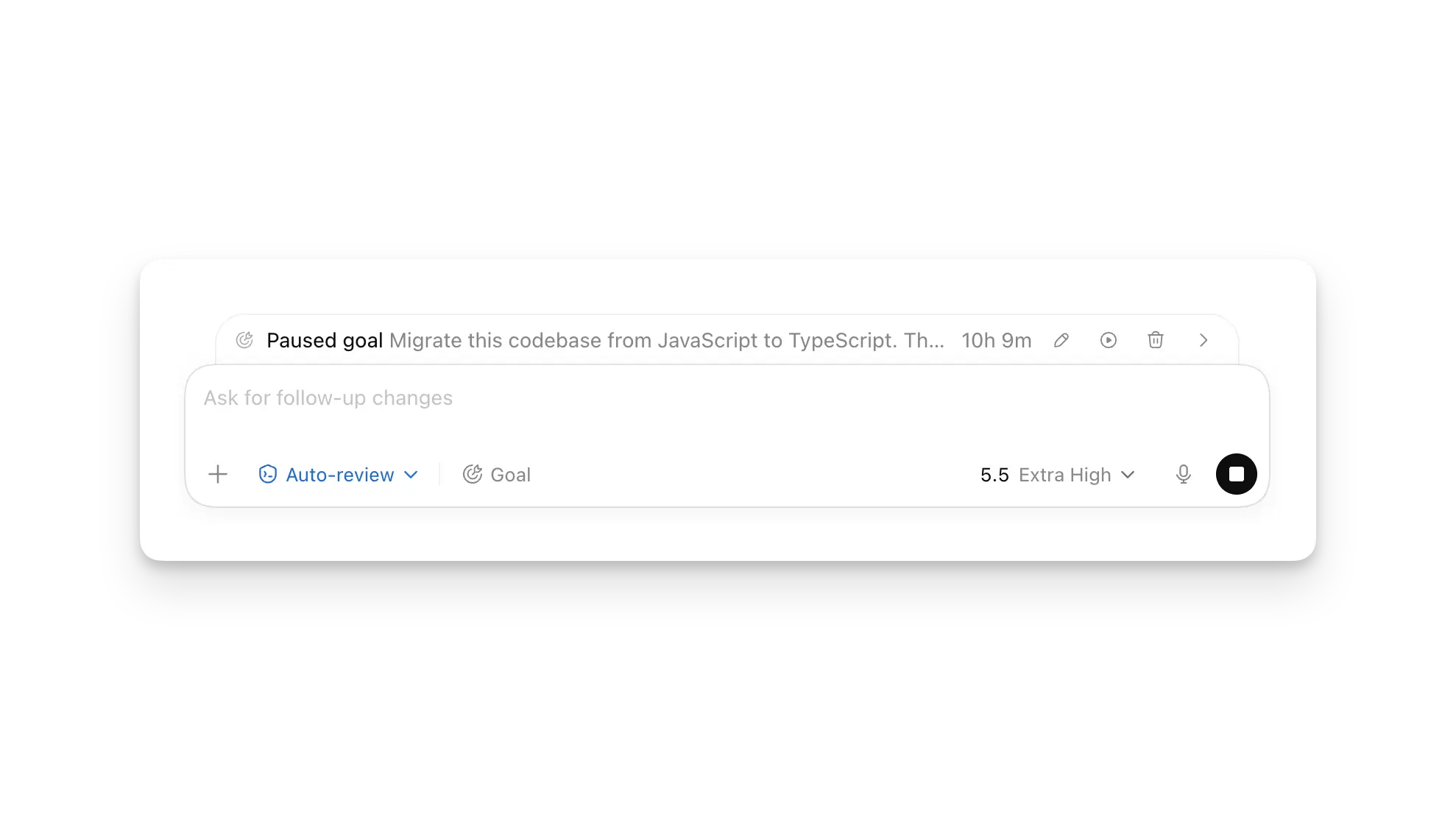 Codex App 输入框上方的 Goal progress 控件